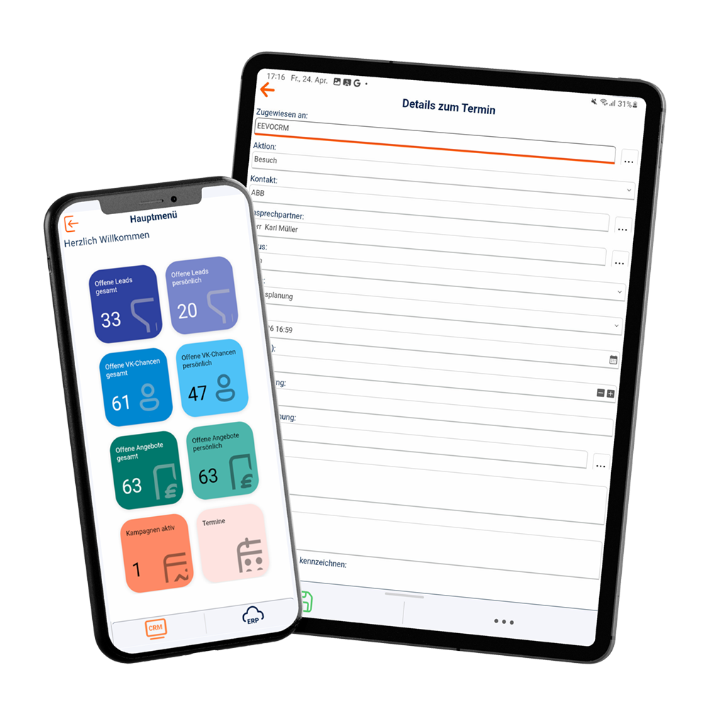eEvolution App auf dem Tablet und dem Smartphone