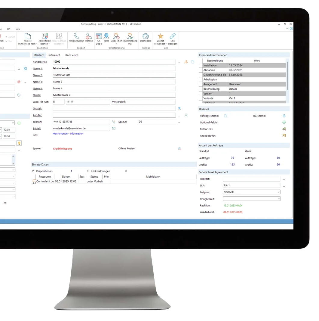 Serviceauftrag mit eEvolution ERP
