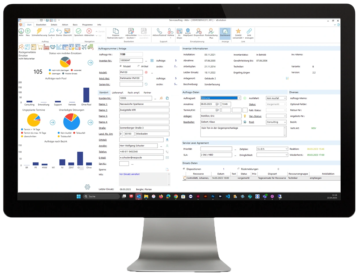 Screenshot von eEvolution Serviceauftrag