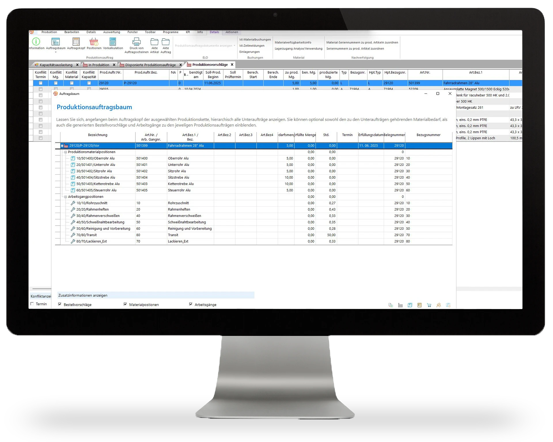 Produktionsauftrag in eEvolution ERP 